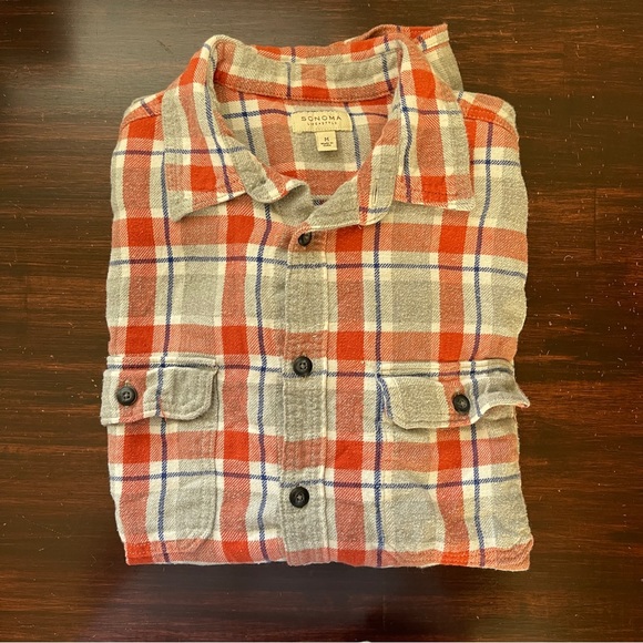 Orange Plaid Buttondown Flannel - Picture 1 of 3